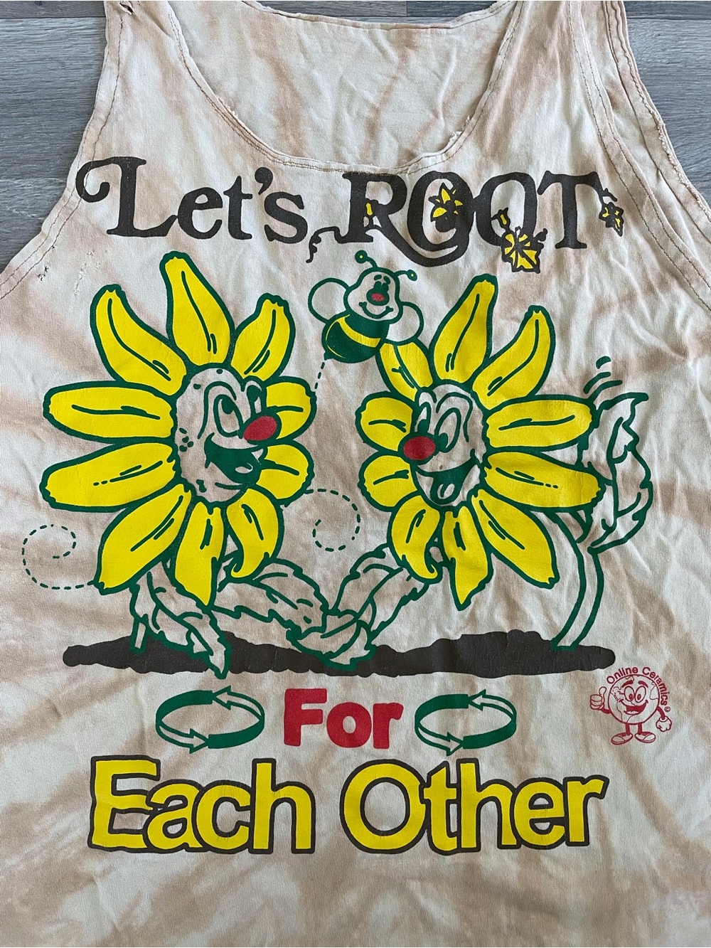 Online Ceramics Distressed Tank Custom Let Root for Each Other Sunflowers